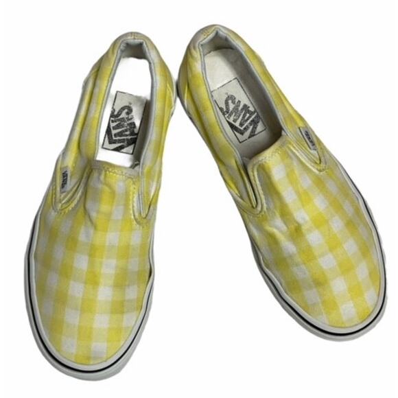 VANS yellow checked slip on shoes Sz 7.5 - Picture 1 of 3